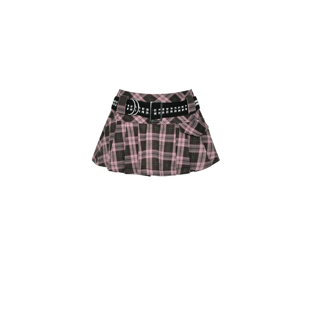 Dark in Love - Punk Pink Plaid Mini skirt - Pink